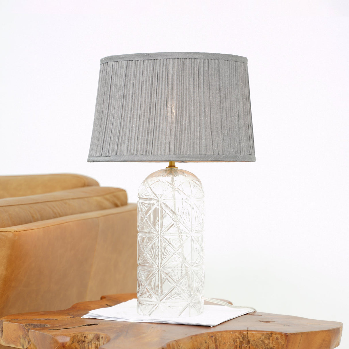 Luxora Table Lamp Gold - Clear and Grey by Ashcroft Furniture at Eve Furniture