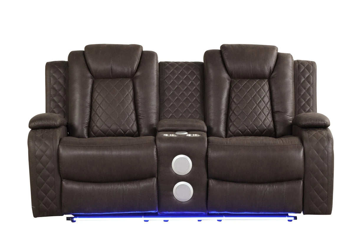 Luz Chocolate 3-Piece Reclining Living Room Set by Happy Homes at Eve Furniture