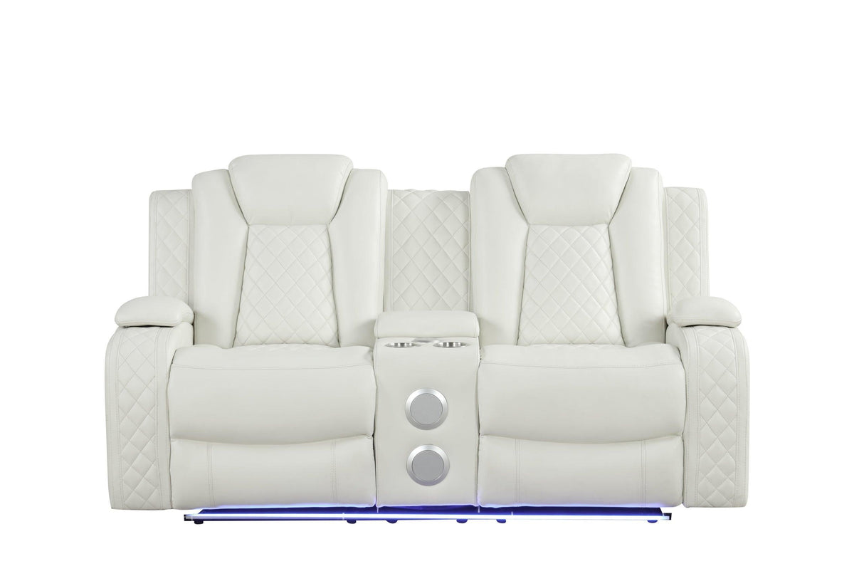 Luz White 3-Piece Reclining Living Room Set by Happy Homes at Eve Furniture
