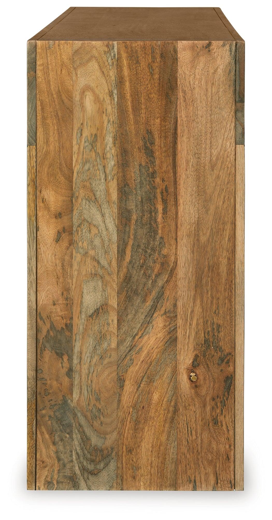 Luzmanacy Natural Brown Console Sofa Table by Ashley at Eve Furniture