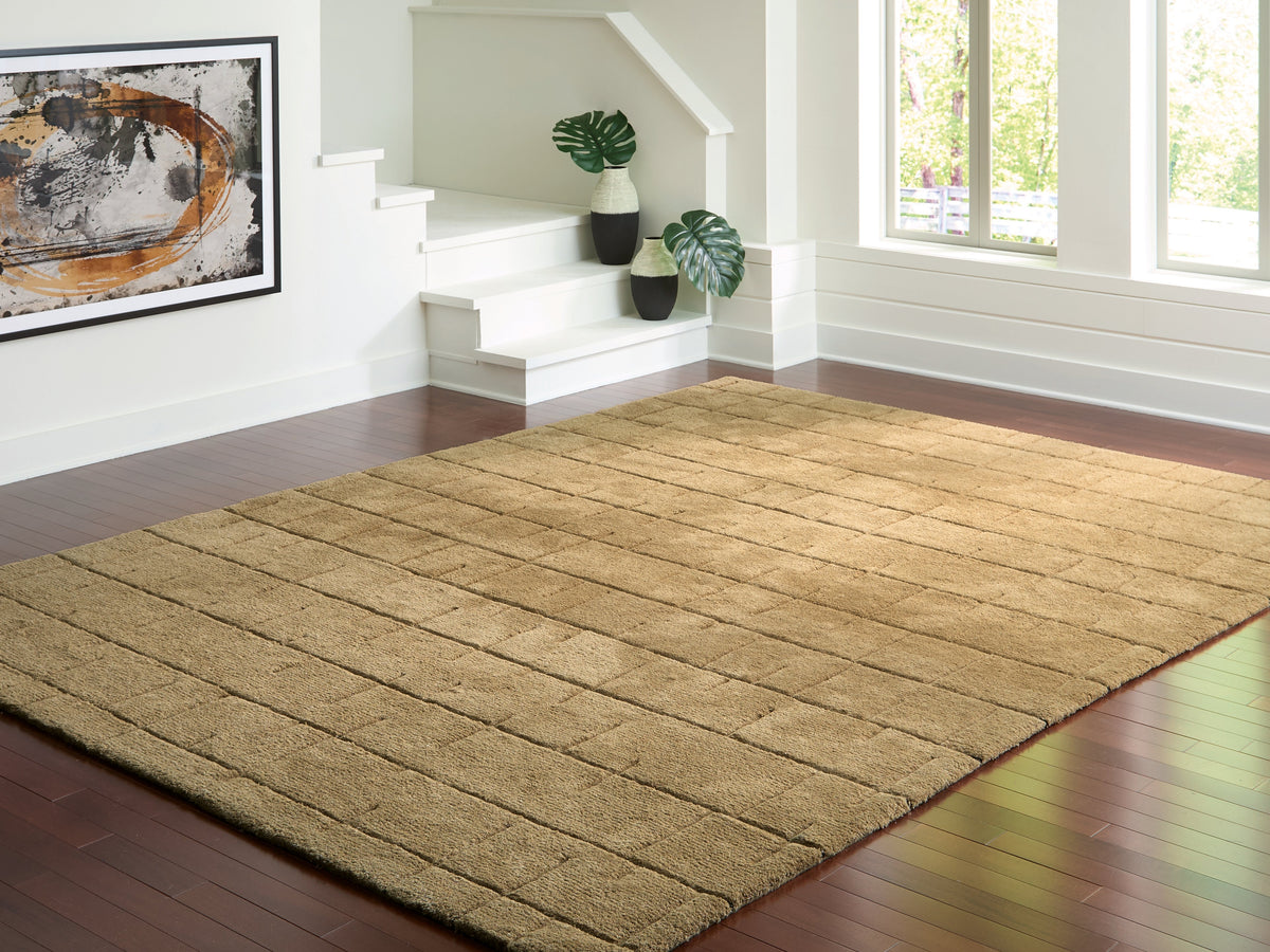 Luzmont Golden Brown Extra Large Rug by Ashley at Eve Furniture