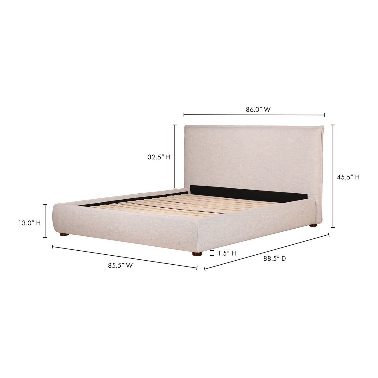 Luzon Light Grey King Bed by Moe's Home at Eve Furniture
