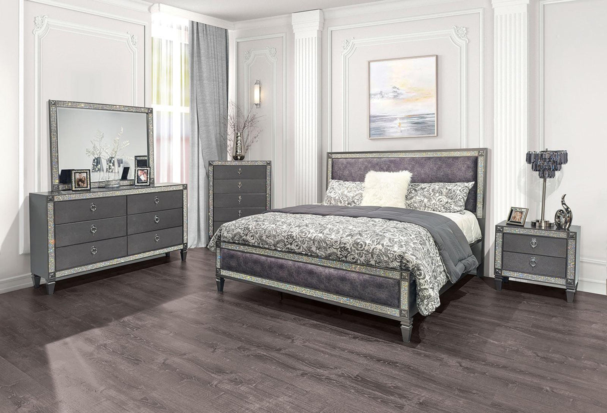 Lyanne Gray Upholstered Queen Bed by Furniture of America at Eve Furniture