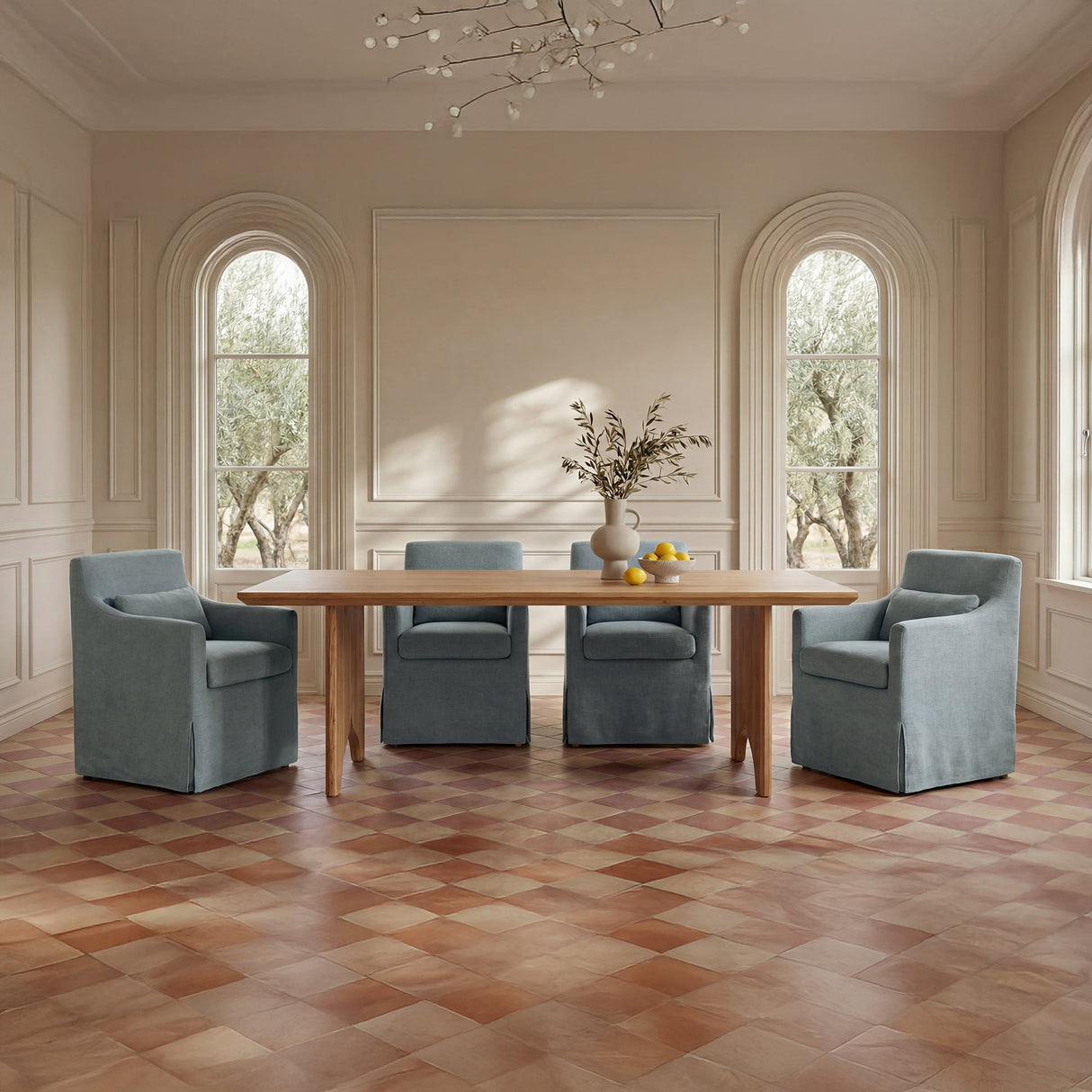 Lydia Blue Slipcover Dining Chair by MOES at Eve Furniture