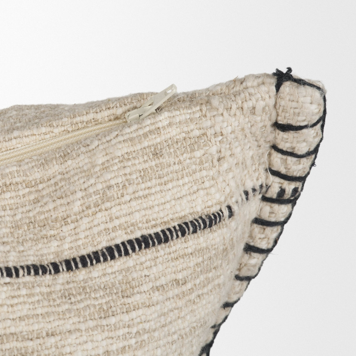 Lyle Square Oatmeal w/ Black Stripes Decorative Pillow Cover by Mercana at Eve Furniture