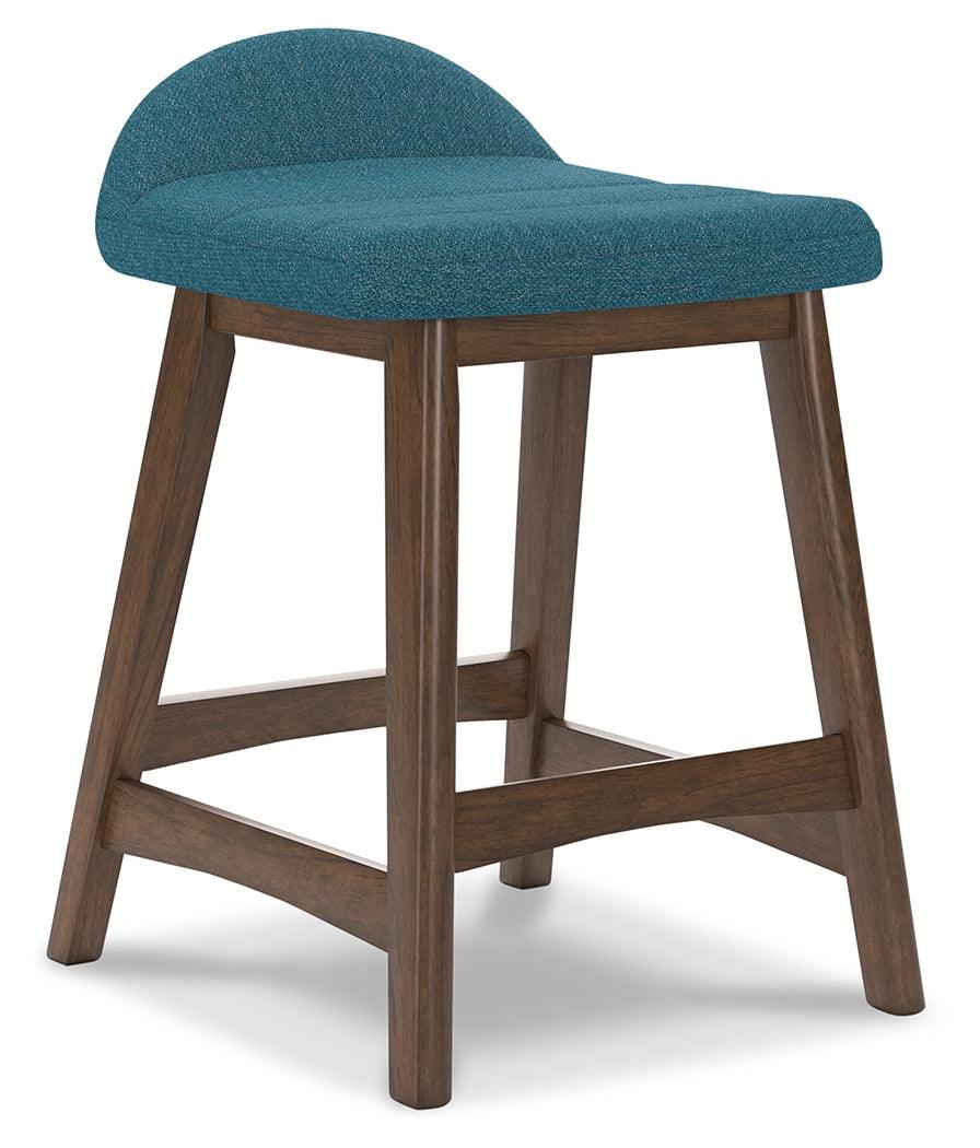 Lyncott Blue/Brown Counter Height Barstool, Set of 2 by Ashley at Eve Furniture