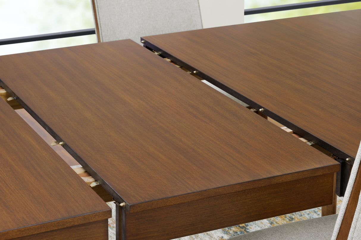 Lyncott Brown Dining Table and 4 Chairs and Bench by Ashley at Eve Furniture