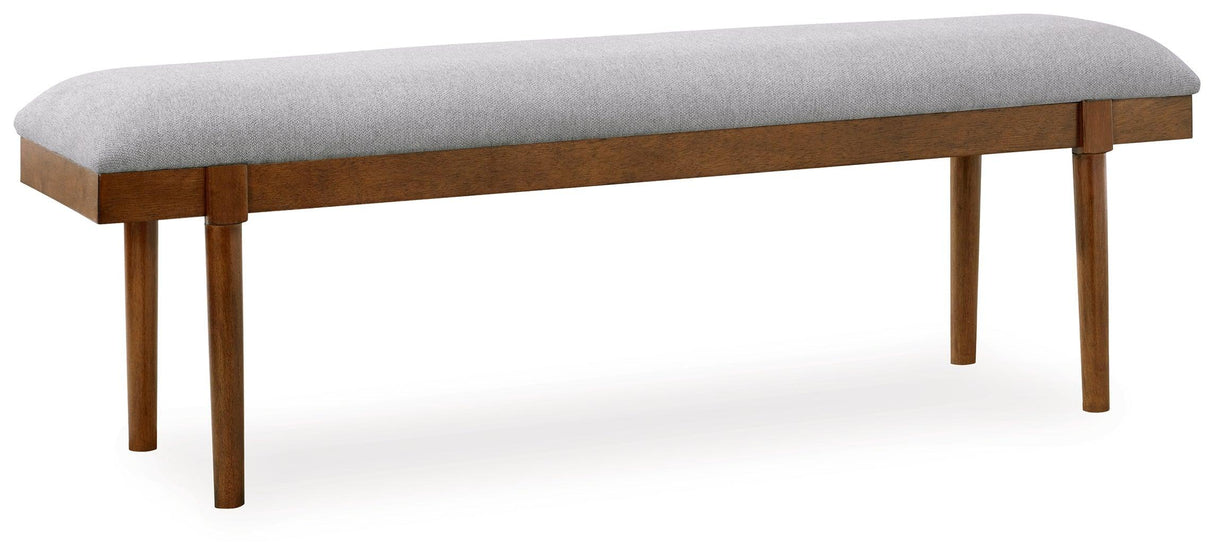 Lyncott Brown Dining Table and 4 Chairs and Bench by Ashley at Eve Furniture