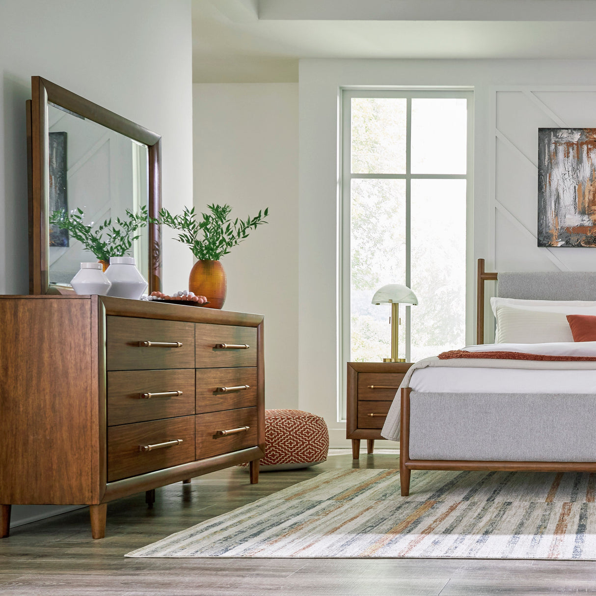 Lyncott Brown Upholstered Panel Bedroom Set by Ashley at Eve Furniture