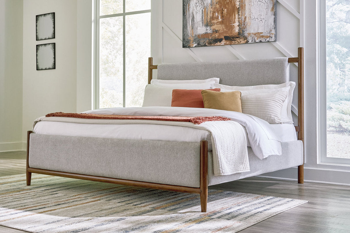 Lyncott Brown Upholstered Panel Bedroom Set by Ashley at Eve Furniture