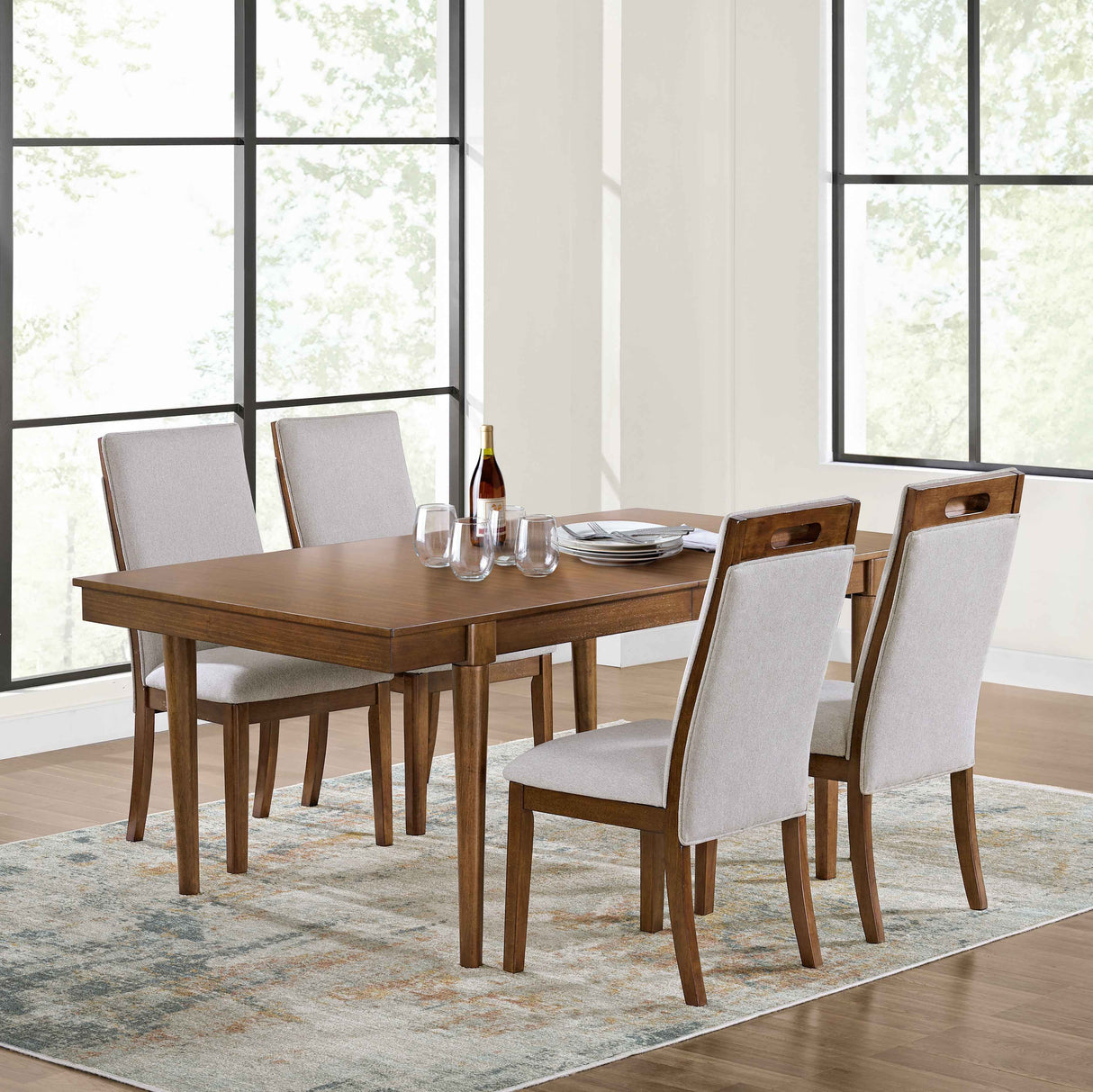 Lyncott Brown/Beige Extension Dining Room Set and Bench by Ashley at Eve Furniture