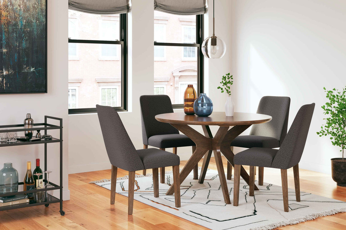 Lyncott Charcoal & Brown Round Dining Room Set by Ashley at Eve Furniture
