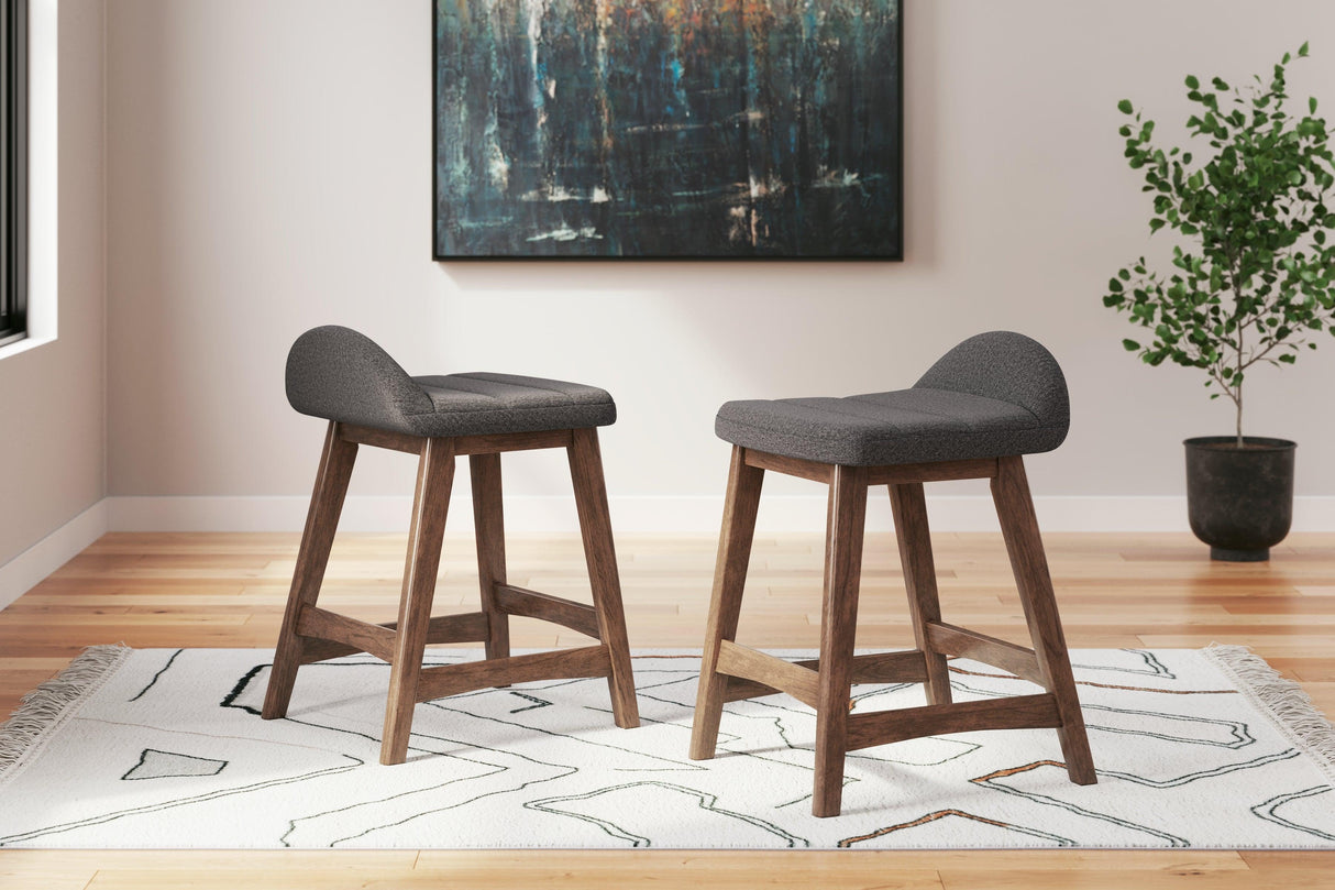 Lyncott Charcoal/Brown Counter Height Barstool, Set of 2 by Ashley at Eve Furniture