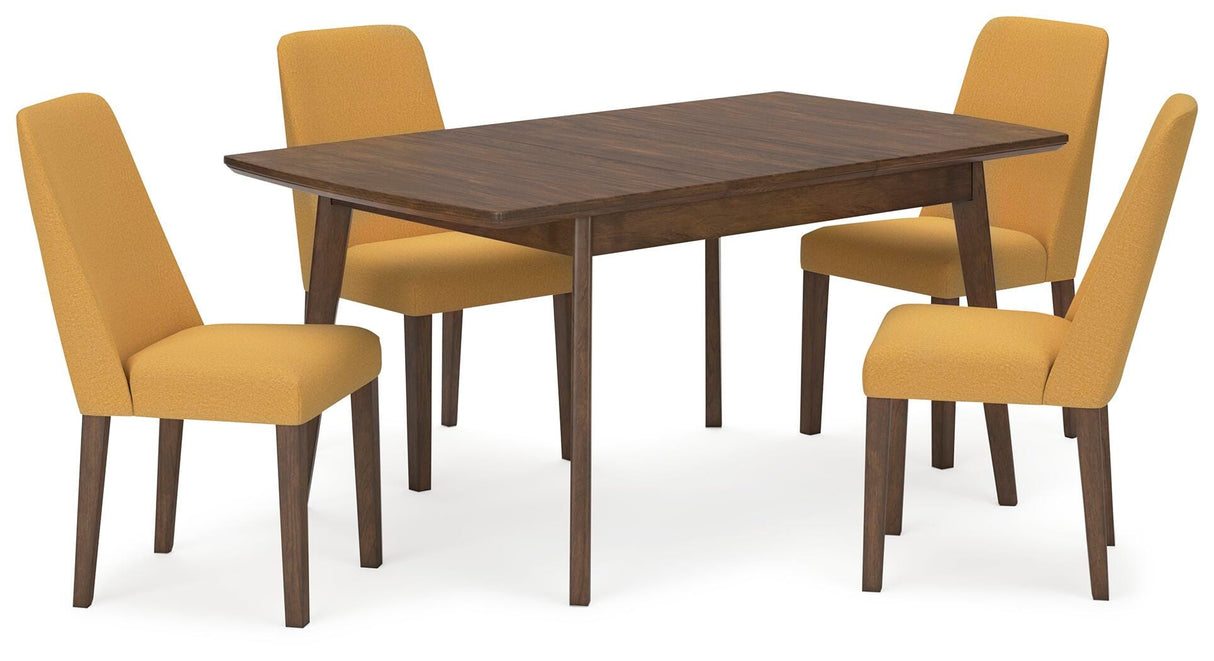 Lyncott Mustard & Brown Expandable Dining Room Set by Ashley at Eve Furniture