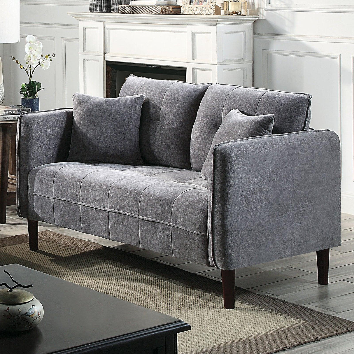 Lynda Dark Gray Loveseat by Furniture of America at Eve Furniture