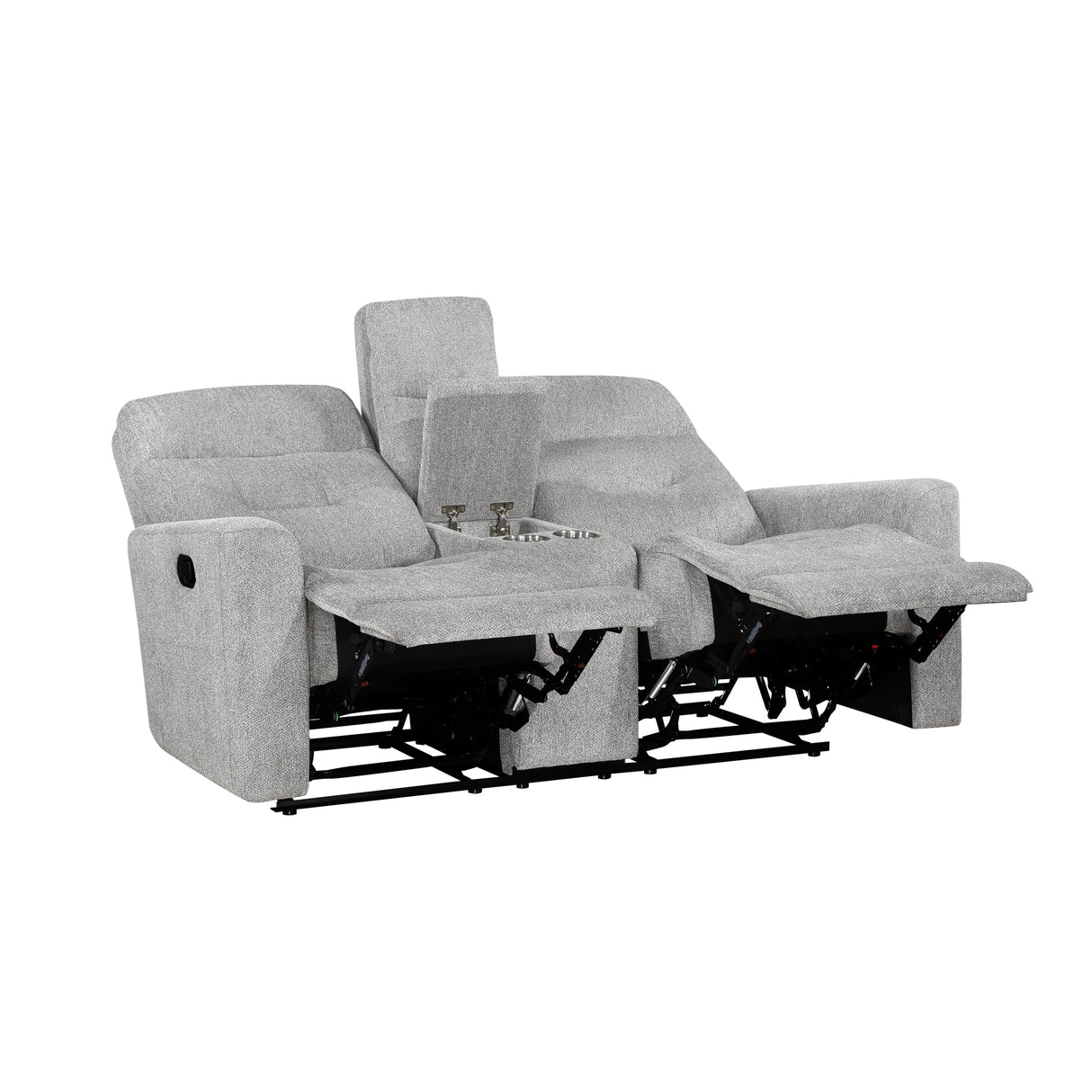 Lyndon Gray Double Reclining Loveseat with Center Console by Homelegance at Eve Furniture