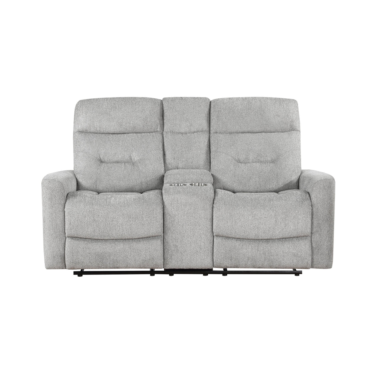 Lyndon Gray Double Reclining Loveseat with Center Console by Homelegance at Eve Furniture