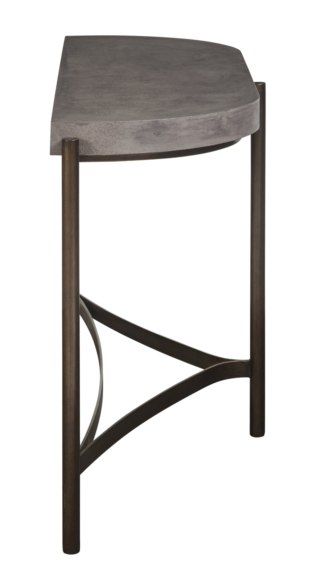 Lyon Semi-circular Natural Concrete and Metal Console Table by Modus Furniture at Eve Furniture