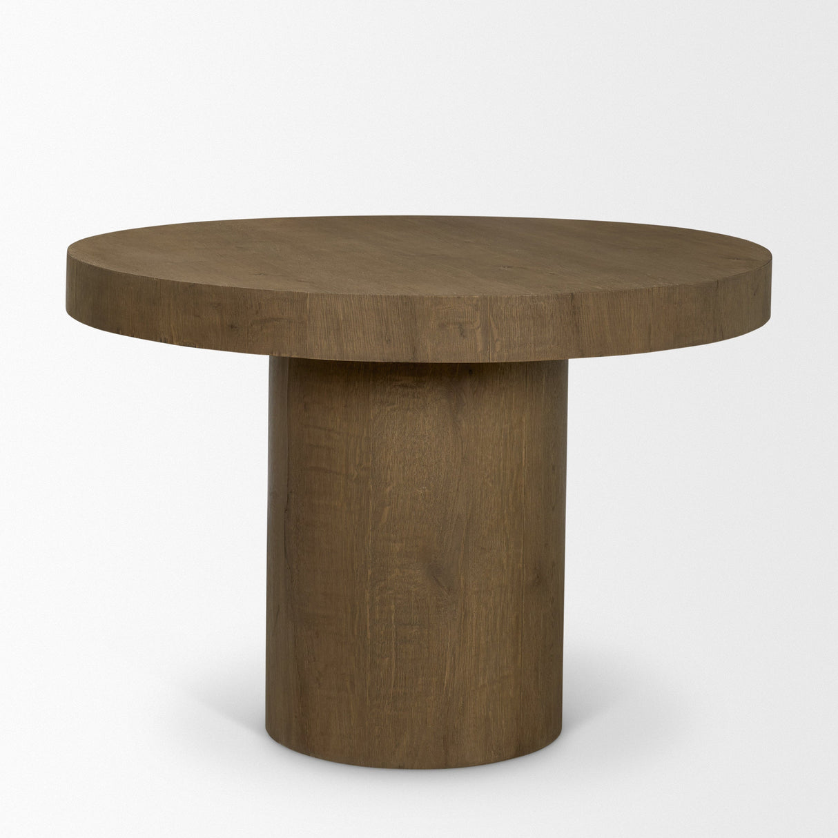 Lyonne 42" Round Medium Brown Oak Wood Pedestal Dining Table by Mercana at Eve Furniture