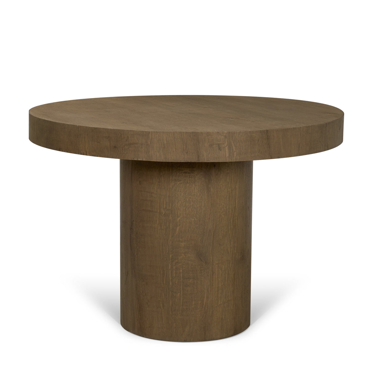 Lyonne 42" Round Medium Brown Oak Wood Pedestal Dining Table by Mercana at Eve Furniture