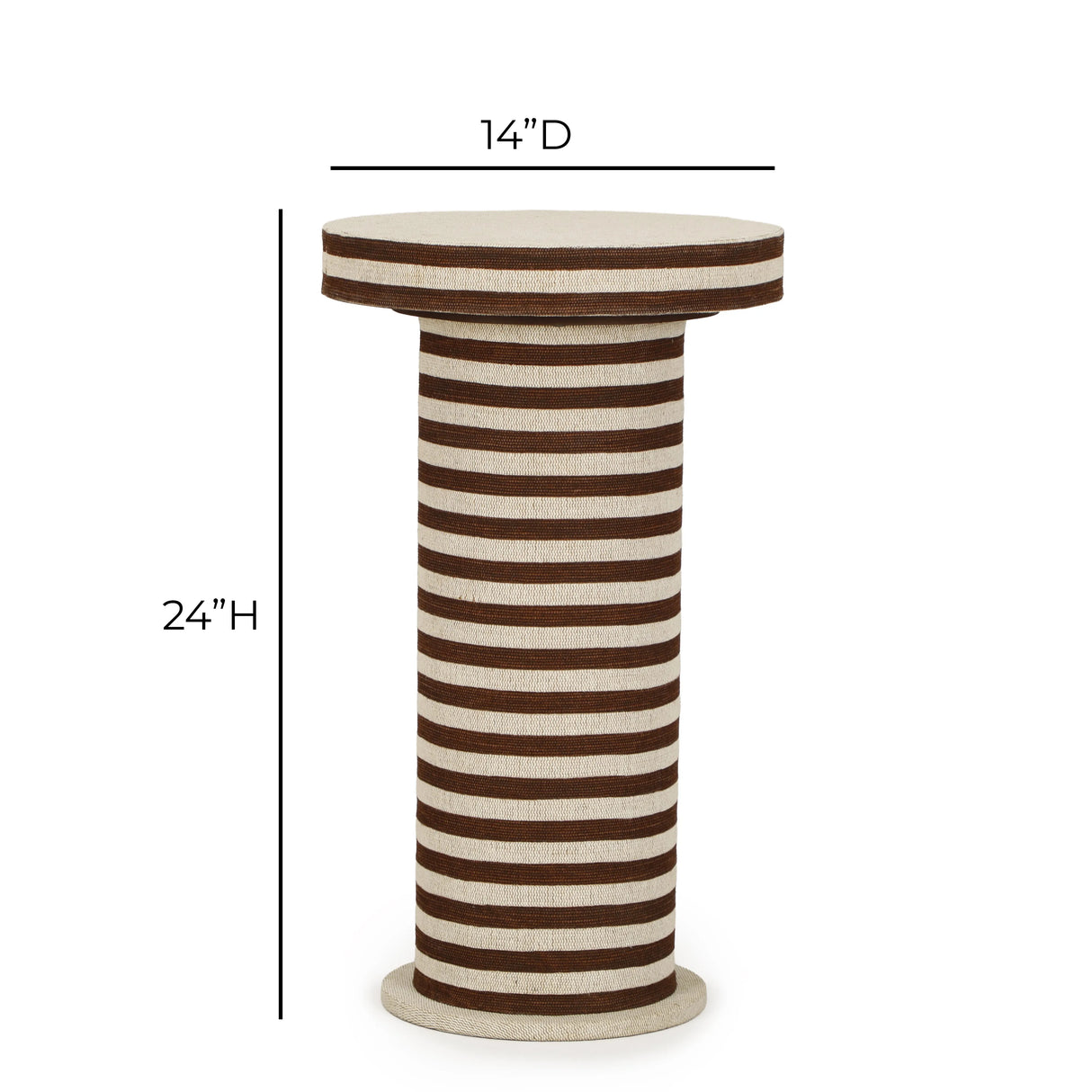 Lyra Natural Striped Cotton Jute Designer Side Table by TOV Furniture at Eve Furniture