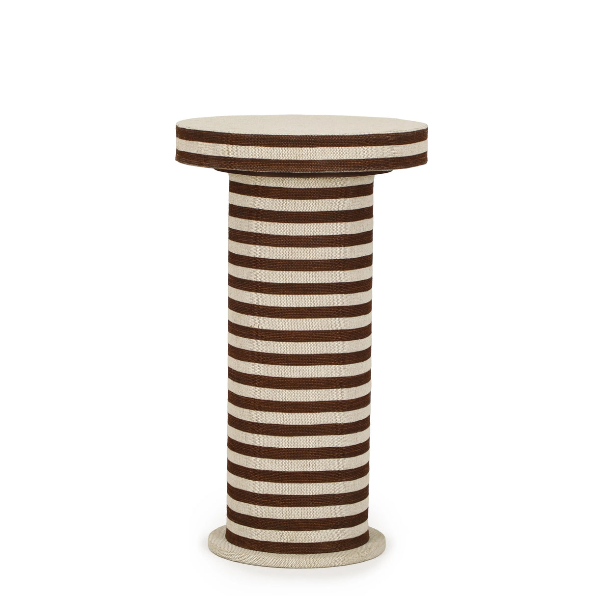 Lyra Natural Striped Cotton Jute Designer Side Table by TOV Furniture at Eve Furniture