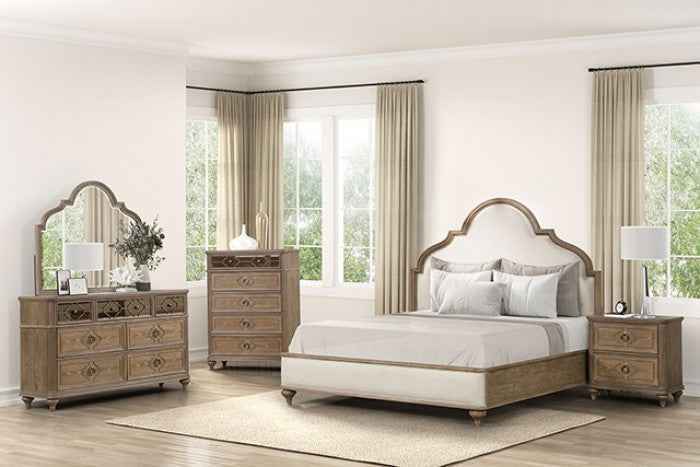 Lyris Rustic Oak 4-Piece Queen Bedroom Set by Furniture of America at Eve Furniture