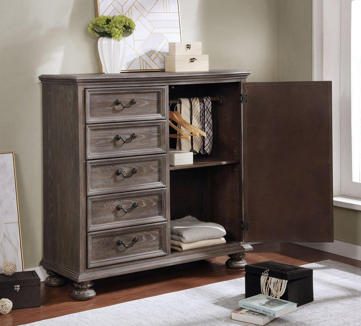 Lysandra Rustic Natural Armoire by Furniture of America at Eve Furniture