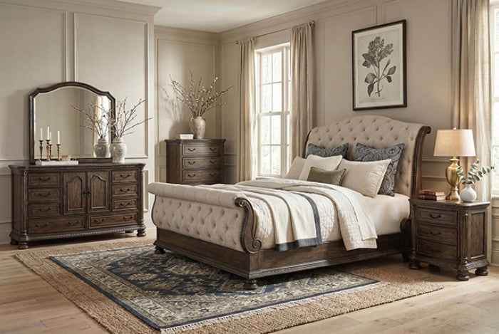 Lysandra Rustic Natural/Beige 4-Piece Queen Bedroom Set by Furniture of America at Eve Furniture