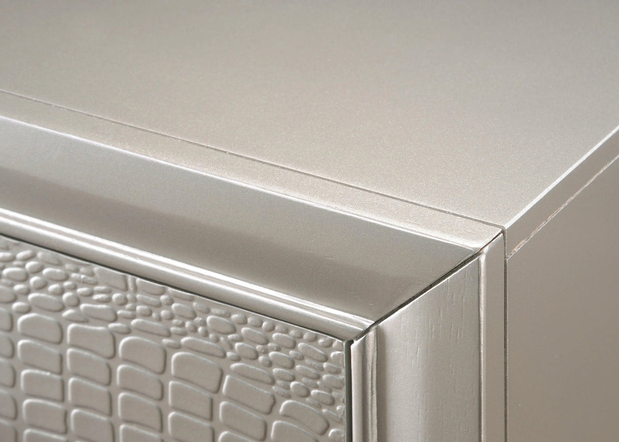 Lyssa Champagne LED Upholstered Panel Bedroom Set by Crown Mark at Eve Furniture