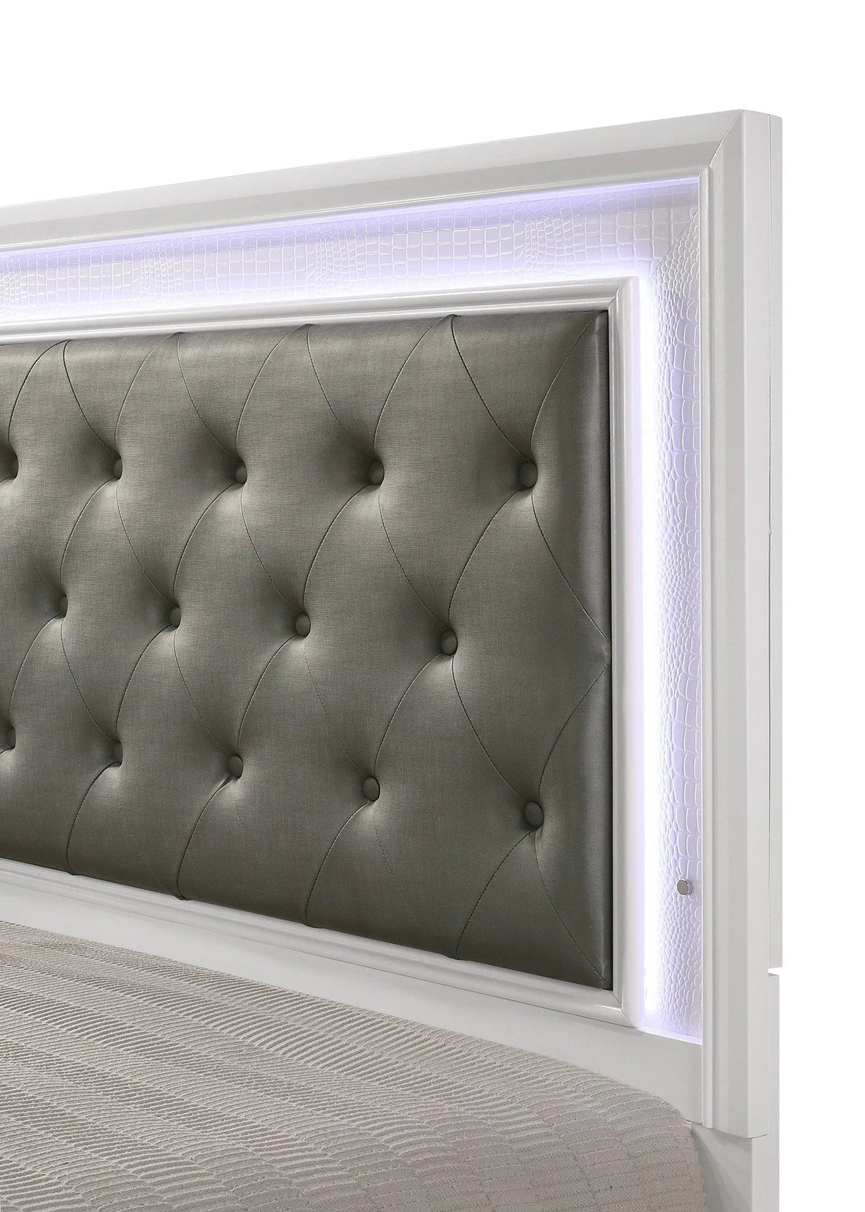 Lyssa Frost LED Upholstered Panel Bedroom Set by Crown Mark at Eve Furniture