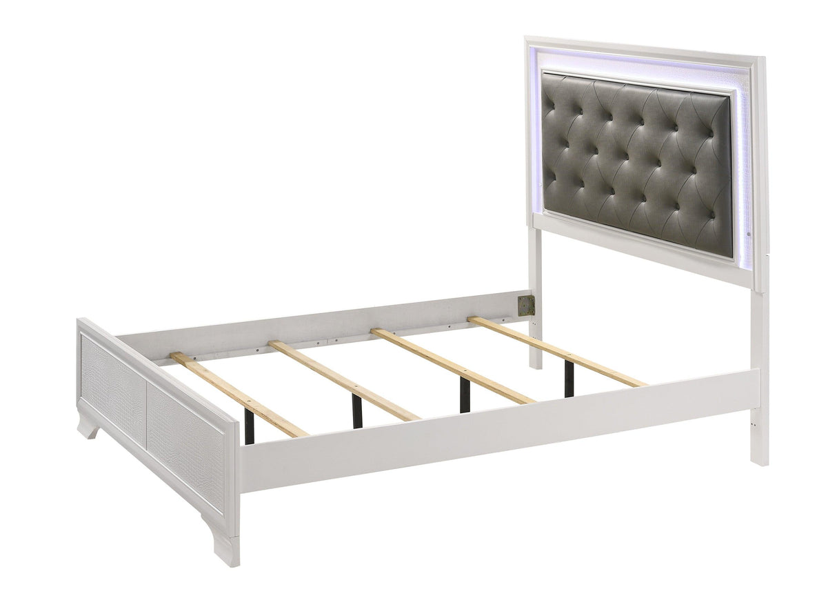 Lyssa Frost Queen LED Upholstered Panel Bed by Crown Mark at Eve Furniture