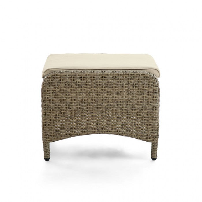 Mackay Beige/Natural Teak Ottoman by Furniture of America at Eve Furniture