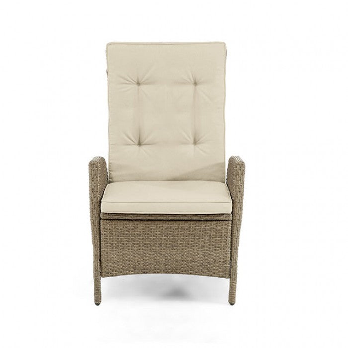 Mackay Beige/Natural Teak Reclining Chair by Furniture of America at Eve Furniture