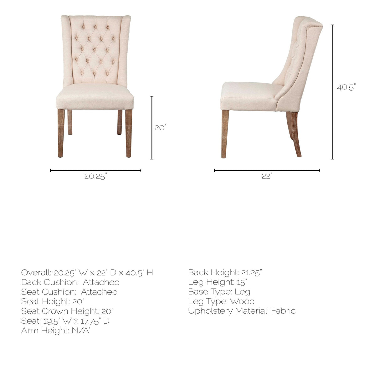 Mackenzie I Cream Plush Linen Covering Ash Solid Wood Base Dining Chair by Mercana at Eve Furniture