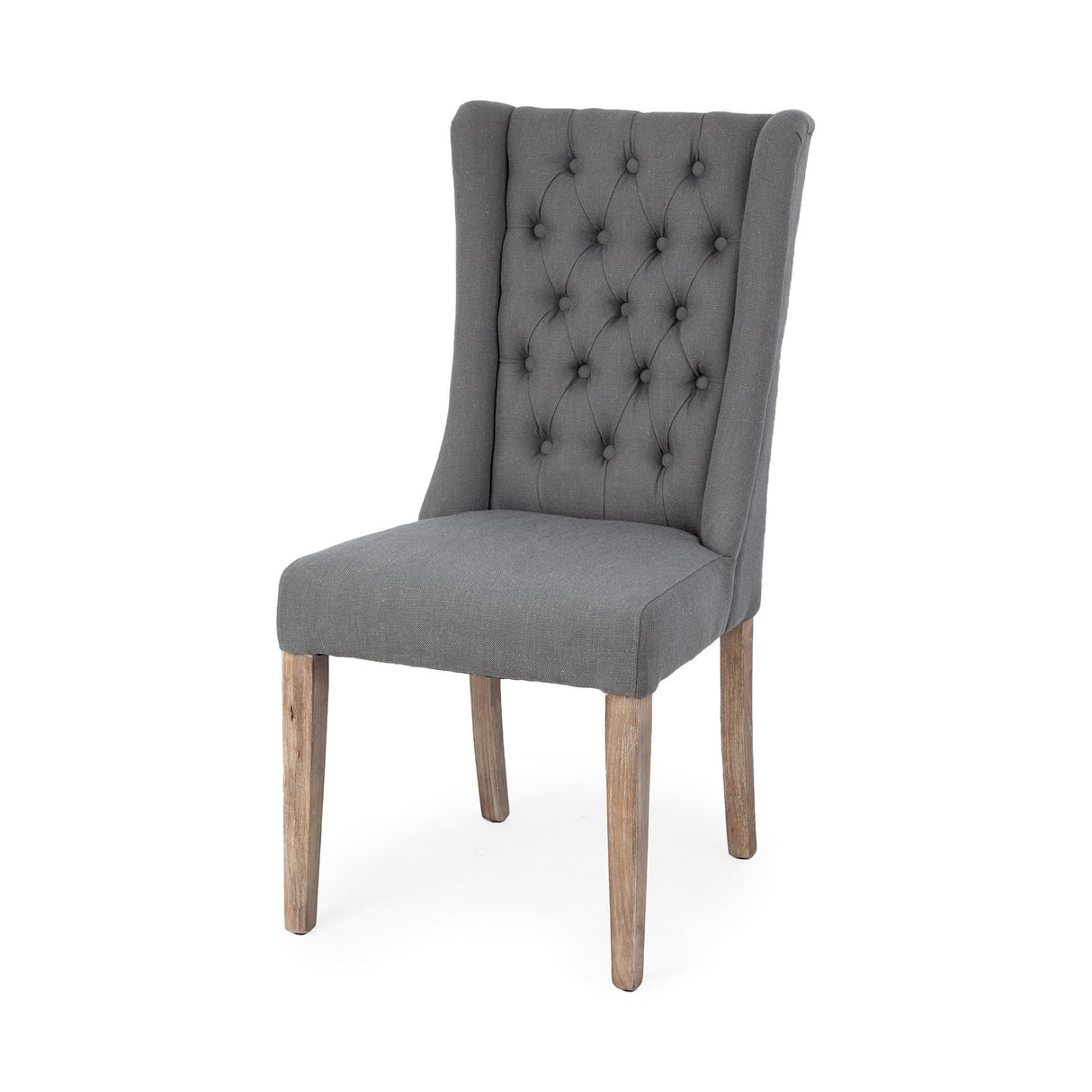 Mackenzie II Gray Plush Linen Covering Ash Solid Wood Base Dining Chair by Mercana at Eve Furniture