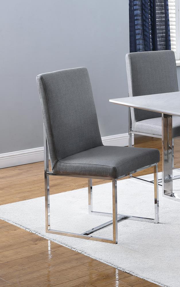 Mackinnon Gray/Chrome Upholstered Side Chairs, Set of 2 by Coaster at Eve Furniture