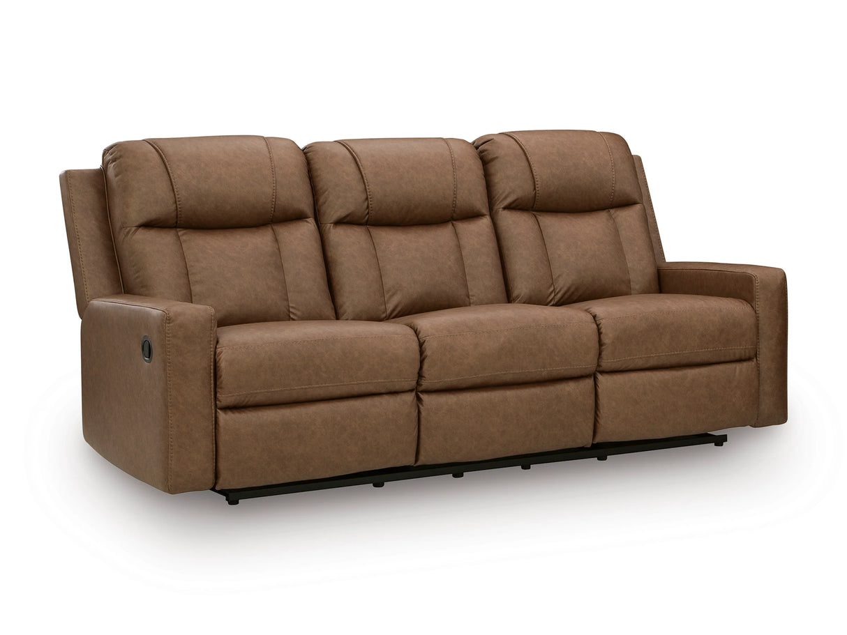 Mackmenville Caramel Reclining Sofa by Eve Furniture at Eve Furniture