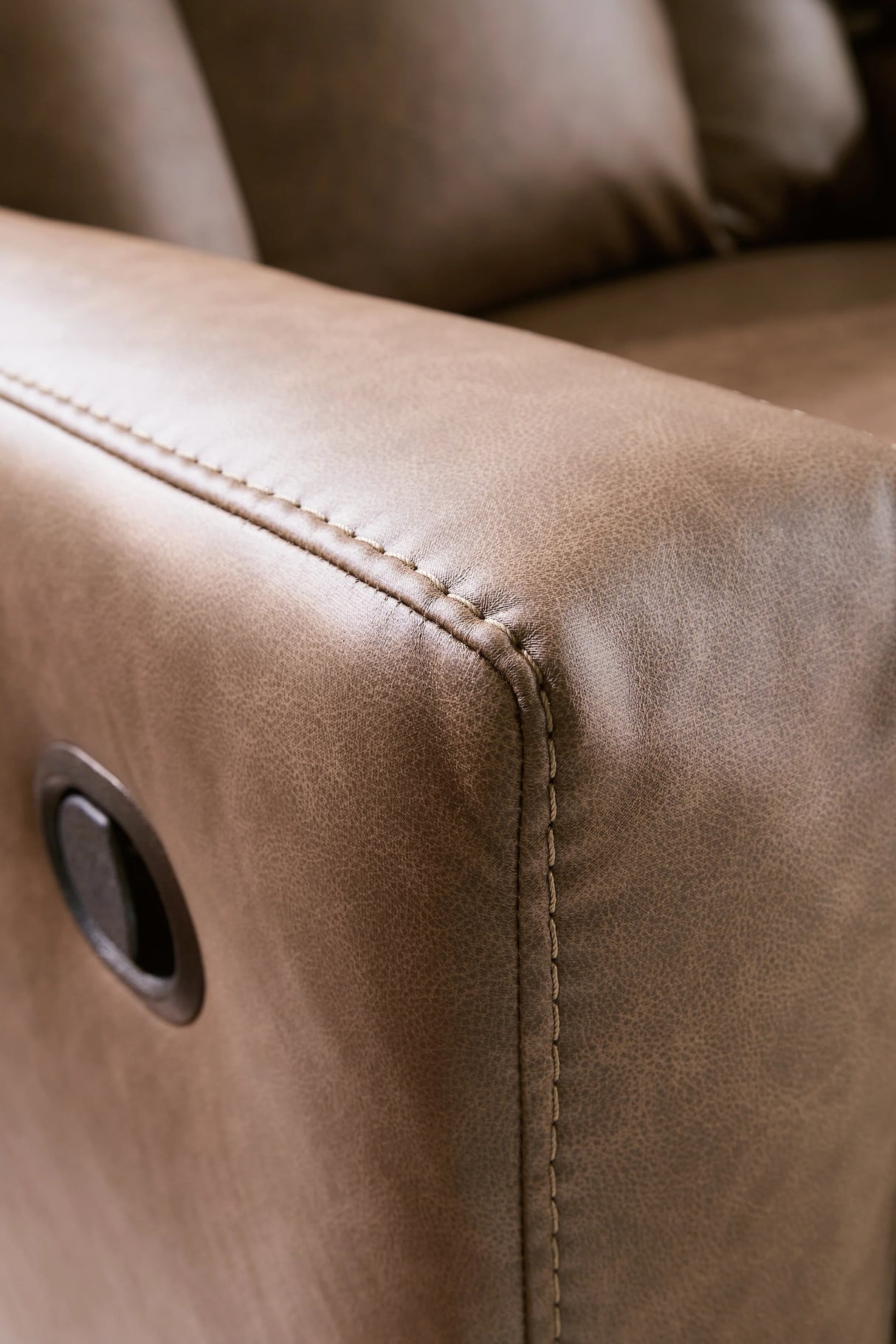 Mackmenville Caramel Reclining Sofa by Eve Furniture at Eve Furniture