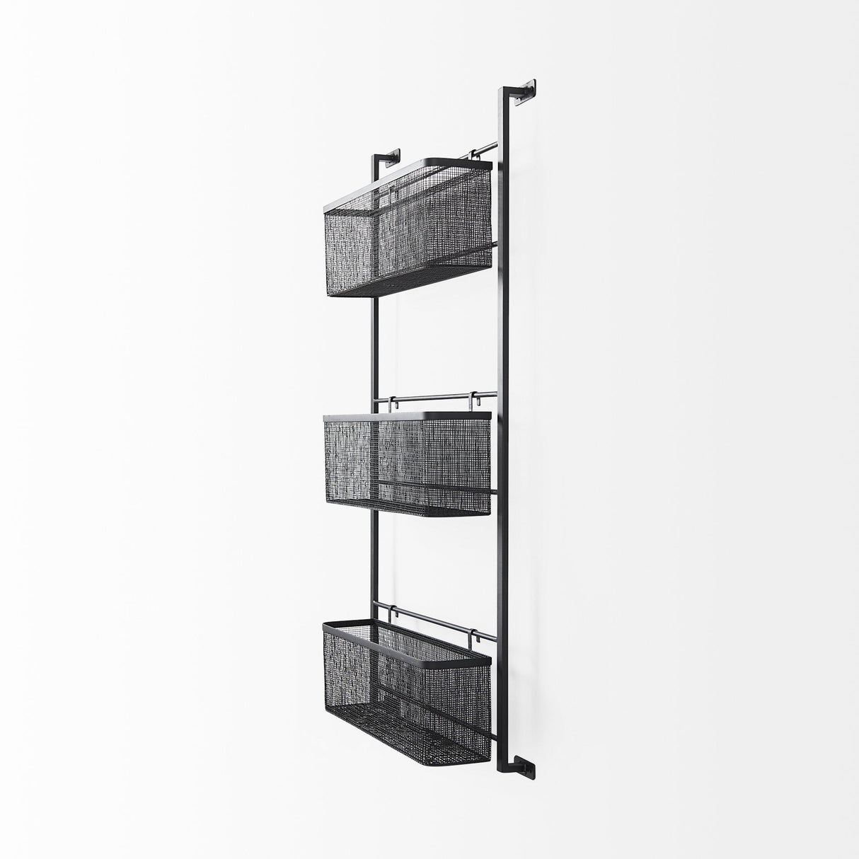 Macrinus Black Metal W/Mesh Wall Mounted Shelf by Mercana at Eve Furniture