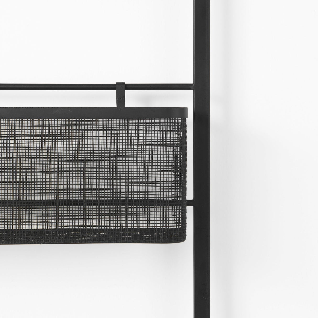 Macrinus Black Metal W/Mesh Wall Mounted Shelf by Mercana at Eve Furniture