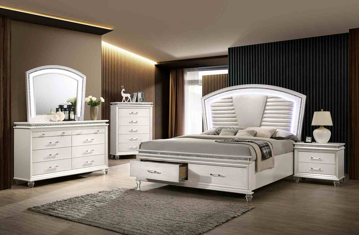 Maddie Pearl White California King Bed