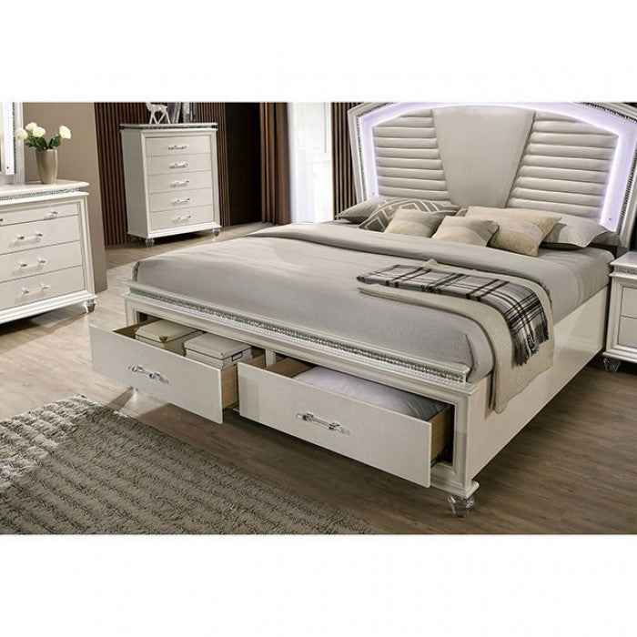 Maddie Pearl White/White 5-Piece Queen Bedroom Set by Furniture of America at Eve Furniture
