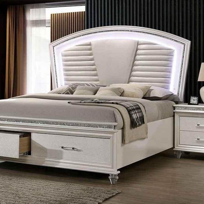 Maddie Pearl White/White 5-Piece Queen Bedroom Set by Furniture of America at Eve Furniture