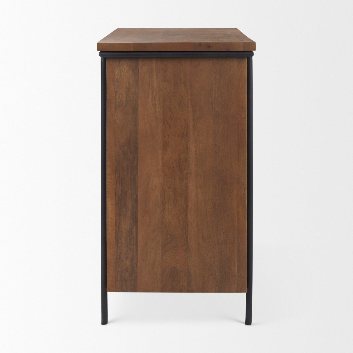 Maddox 40.0L x 18.5W x 32.75H Brown Solid Wood Black Metal 2 Door Accent Cabinet by Mercana at Eve Furniture