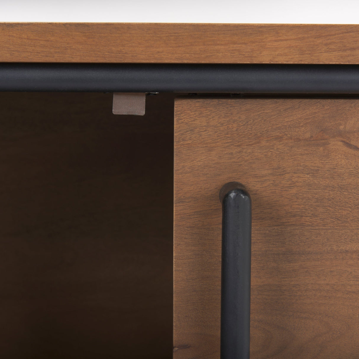Maddox 40.0L x 18.5W x 32.75H Brown Solid Wood Black Metal 2 Door Accent Cabinet by Mercana at Eve Furniture