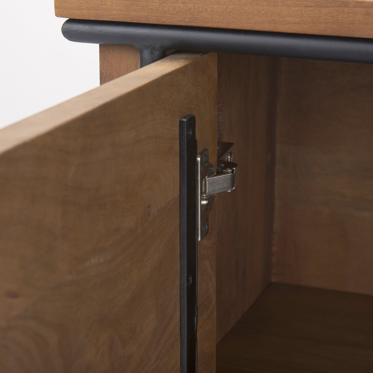 Maddox 40.0L x 18.5W x 32.75H Brown Solid Wood Black Metal 2 Door Accent Cabinet by Mercana at Eve Furniture