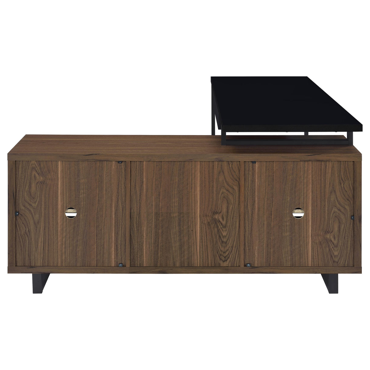 Maddox Black and Walnut L-Shape Office Computer Desk by Coaster at Eve Furniture