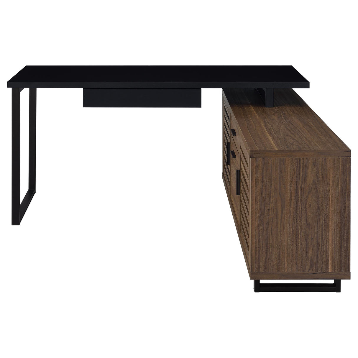 Maddox Black and Walnut L-Shape Office Computer Desk by Coaster at Eve Furniture