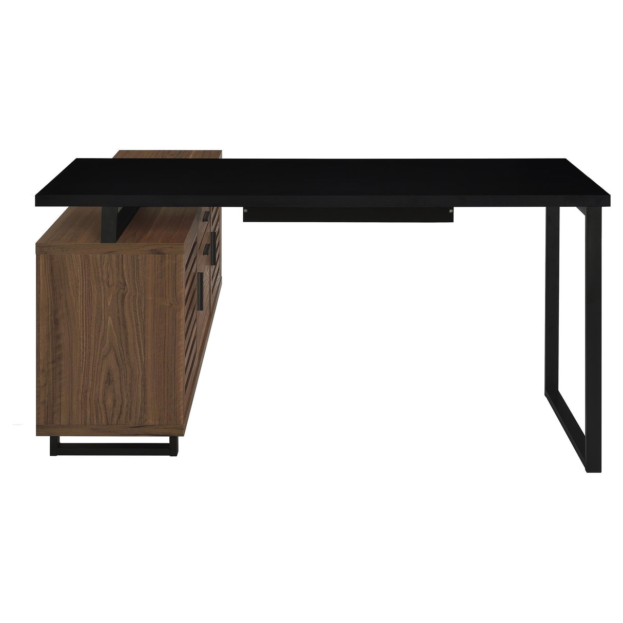 Maddox Black and Walnut L-Shape Office Computer Desk by Coaster at Eve Furniture
